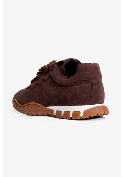Mubiano Kadın Süet Sneaker Çiçek Aksesuarlı Günlük Spor Ayakkabı Nira Kahverengi