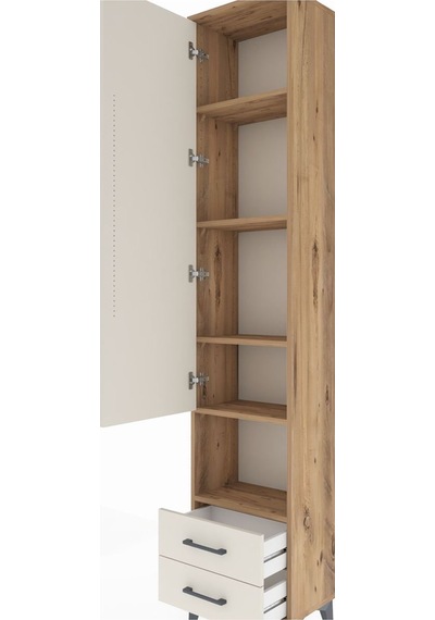 Arges Dolap 5 Raflı 2 Çekmeceli Tek Kapaklı 44x30x221 Çam-aytaşı Atlas Çam