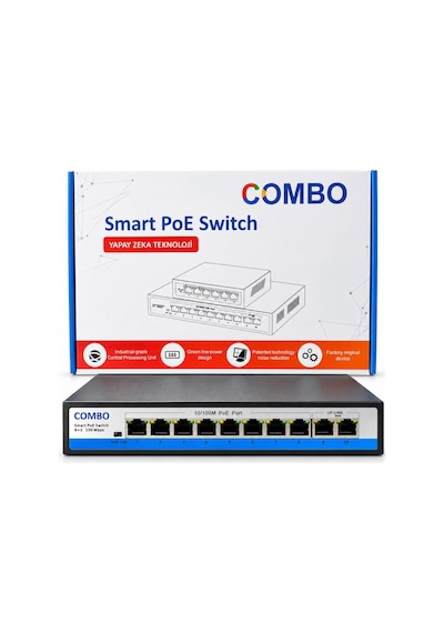 Combo P-82m 120w 10/100 Mbps 8 Port Metal Kasa Poe Switch