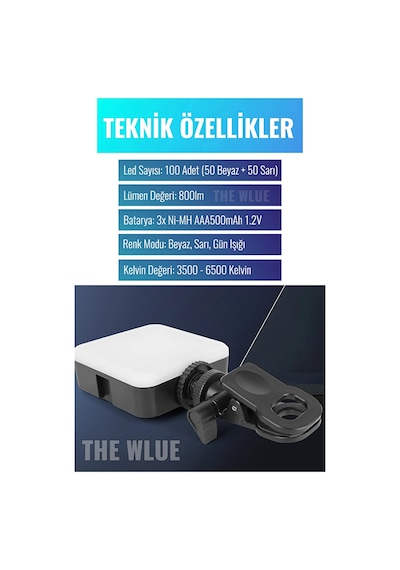 Şarjlı 100 Led Selfie Video Kamera Işığı Tripod Uyumlu Ve Mandall
