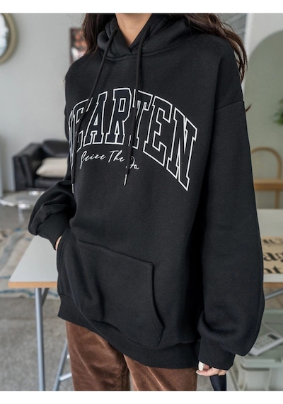 Kadın Hearten Baskılı Oversize Sweatshirt Siyah