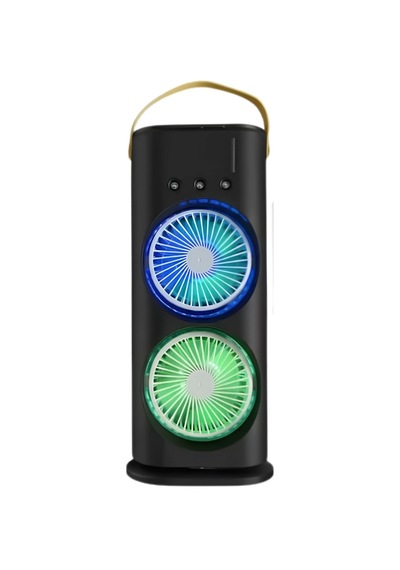 Mey İthalat Usb Şarjlı Çift Başlıklı Buharlı Masaüstü Fan Sessiz Serinletici Işıklı Fan