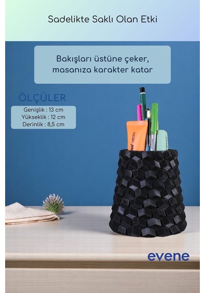 Kalemlik Masa Kalemliği Organizer Kalemlik Siyah Renk Model 84 Çok Renkli