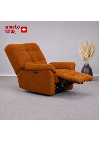 Smarto Relax Porto Liftli Çift Motorlu Elektrikli Ayağa Kalkma Destekli Polyester Hasta Ve Baba Tv Koltuğu Turuncu