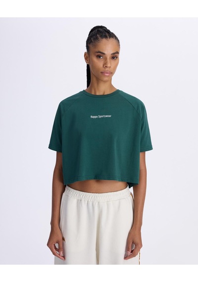Kappa Authentic Angelou Kadın Petrol Yeşili Comfort Tişört