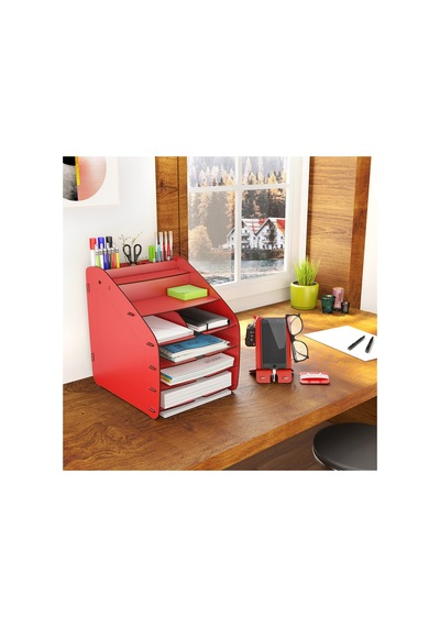 Design Otto Fx Large Modest 6 Renk A4 Evrak Rafı Masaüstü Organizer Kırmızı - 74202719 Kırmızı