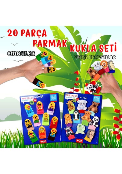 2 Set - 20 Parça Tox Emojiler Ve Vahşi Hayvanlar Parmak Kukla T10