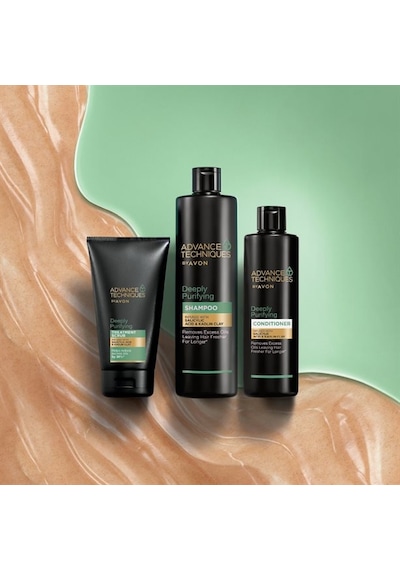 Avon Advance Techniques Deeply Purifying Yağlı Saçlar İçin Saç Kremi 250 ML + Şampuan 400 ML + Scrub 150 ML