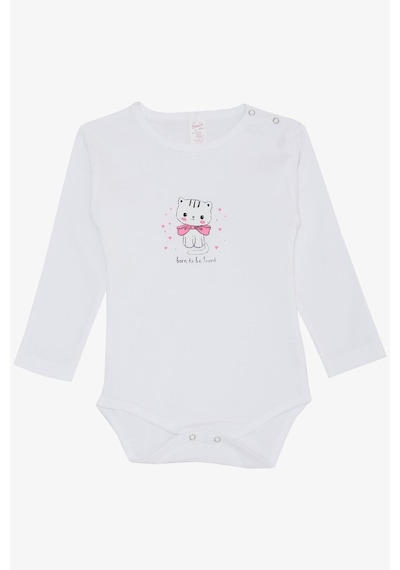 Breeze Kız Bebek Çıtçıtlı Zıbın Body Sevgi Temalı Kedicik Baskılı 9 Ay-3 Yaş, Beyaz-beyaz Beyaz