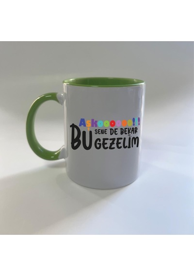 Mor Mürekkep Aşkoooooo Baskılı Yeşil Mega Kupa