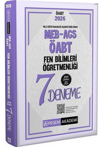 Pegem 2026 Öabt Meb-ags Fen Bilimleri Öğretmenliği 7 Deneme Çözümlü Pegem Akademi Yayınları