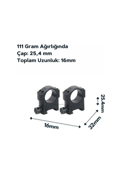Vector Optics Tactical 25.4mm Medium Mark Weaver Dürbün Montaj Halkası Sctm-37 Siyah