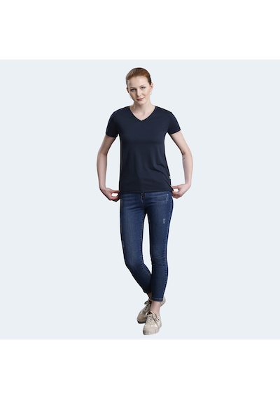 Slazenger PERICAS Kadın V Yaka Koyu Gri Tişört