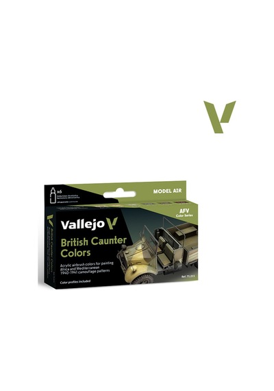 Vallejo 71211 6x18 Ml. British Caunter Colors, Model Air Serisi Model Boyası Seti Renkli