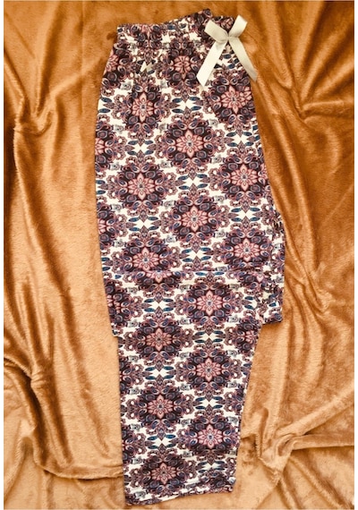 Cepsiz Viskon Yazlık Kadın Pijama Altı V40 Mavi
