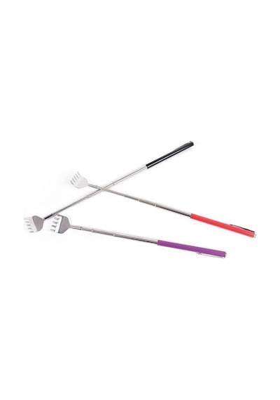 2 Adet Teleskobik Sırt Kaşıyıcı Metal Kaşağı Kaşıma Aleti Sırt Ka Gri