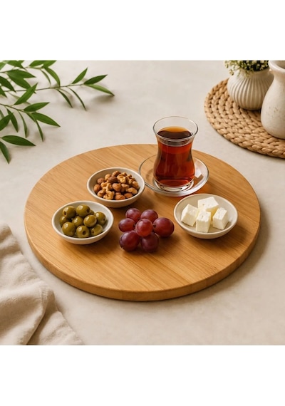 Sevora Home Sunumluk Bambu Döner 30 Cm Pizza,peynir,pasta Tabağı