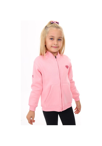 Toontoy Kız Çocuk Dik Yaka Fermuarlı Cepli Nakış Baskılı Örme Hırka - 2 İplik Şardonlu Pembe Toontoy Kız Çocuk Dik Yaka Fermuarlı Cepli Nakış Baskılı Örme Hırka - 2 İplik Şardonlu Pembe