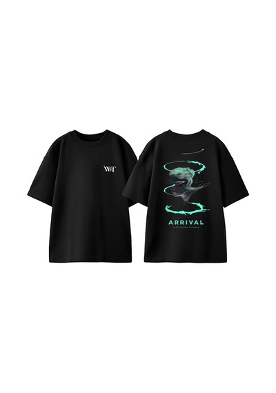 Thewert Arrival Tasarım Sırt Baskılı Pamuk Siyah Oversize T-shirt