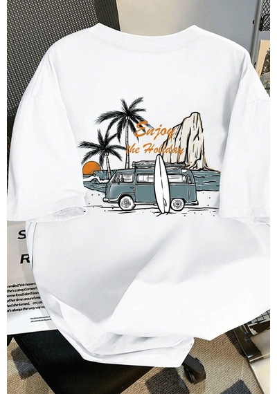Genius Store Erkek Tişört Pamuklu Kumaş Sırt Baskılı Tişört Sokak Modası Rahat Kalıp T-shirt Vosvos-beyaz Genius Store Erkek Tişört Pamuklu Kumaş Sırt Baskılı Tişört Sokak Modası Rahat Kalıp T-shirt Vosvos-beyaz
