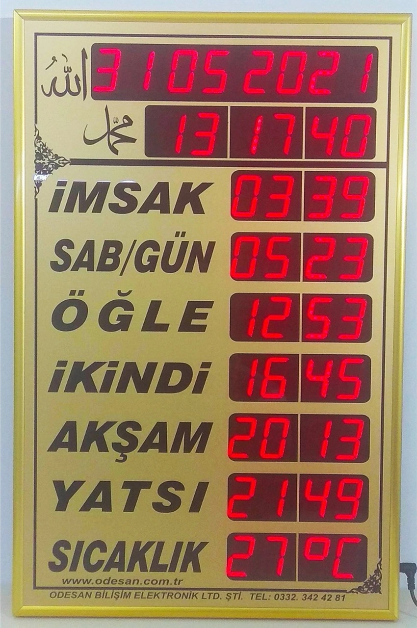 Dijital Vakitmatik Imsakiye Cami Tipi Namaz Saati