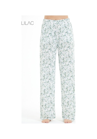 Lılac Kadın %100 Viskon Çiçek Desenli Pijama Altı Pantolon Mint Mint