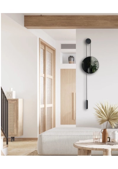 MetaQuartz Aksesuar Pendulum Ayna, Yi Dekoratif Duvar Aynası, Siyah