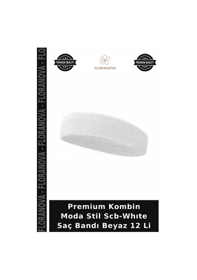 Premium Kombin Moda Stil Scb-whıte Saç Bandı Beyaz 12 Li