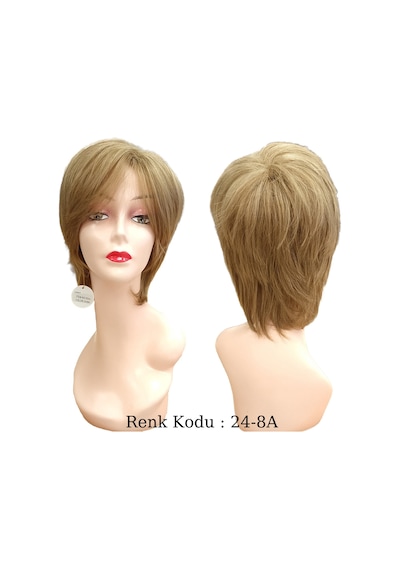 Peruk Ankara Kısa Peruk Fiber Sentetik Açık Kumral Dore Renk Kodu-24-8A