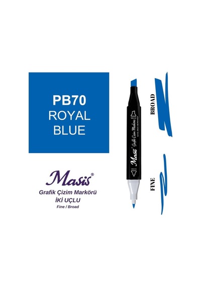 Çift Uçlu Marker Grafik Çizim Kalemi 70 Selçuklu Mavisi