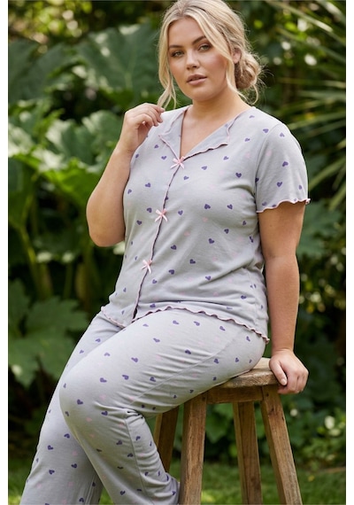 Siyah İnci Beden Fitilli Kaşkorse Örme Pijama Takım26120851 Gri