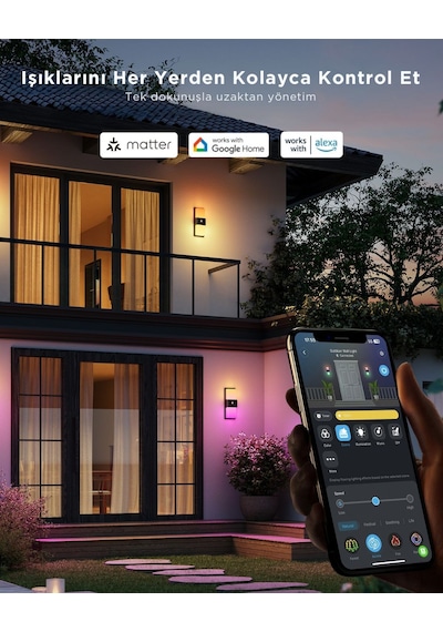 Govee Dış Mekan Hareket Sensörlü Duvar Aydınlatması Ip65 H7078cd1 Rgb - Ayarlanabilir Renk Sıcaklığı Ve Parlaklık