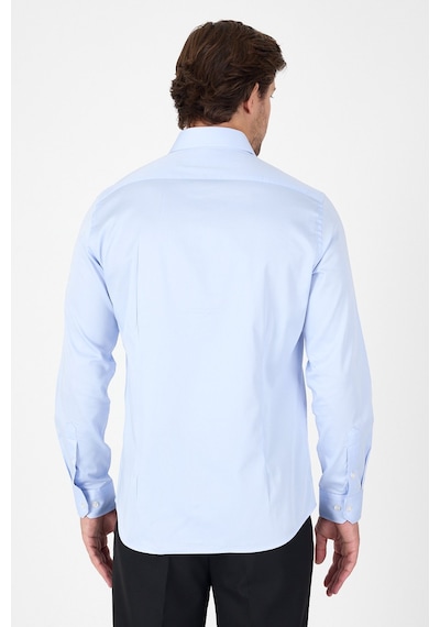 İmza Mavi Sert Yaka Düz Classic %100 Pamuk Slim Fit Gömlek 1004250324 Mavi