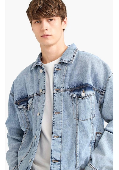Defacto Oversize Geniş Kalıp Düğmeli Denim Ceket F4737ax25aunm39 Mavi