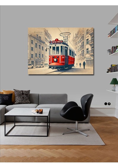 Kanvas Tablo İstanbul Un Kırmızı Tramvayı