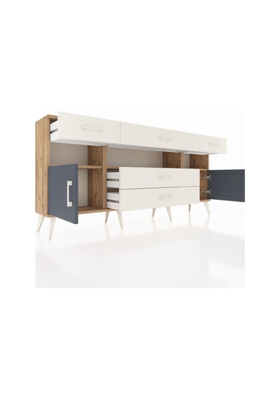 Arges Konsol 3 Raflı 5 Çekmeceli 2 Kapaklı 176x30x83 Çam-antrasit/aytaşı Antrasit/aytaşı Arges Konsol 3 Raflı 5 Çekmeceli 2 Kapaklı 176x30x83 Çam-antrasit/aytaşı Antrasit/aytaşı