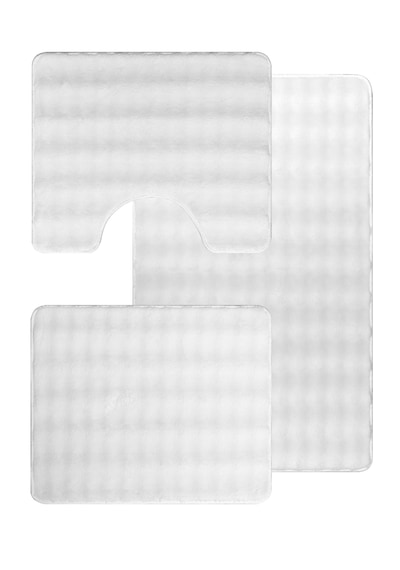 Plato Halı Kaymaz Taban Bubble Beyaz Banyo Takımı 0.60x100-0.60x0.50-0.60x0.50