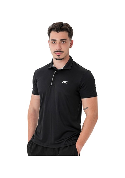 Musclecloth Tech Polo Yaka T-shirt Siyah Siyah
