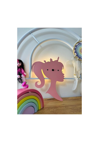 Prenses Pilli Aplik Pembe Ahşap