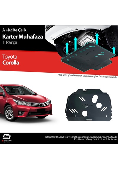 S-dizayn Toyota Corolla Çelik Karter Muhafaza 2013-2018 A+ Kalite