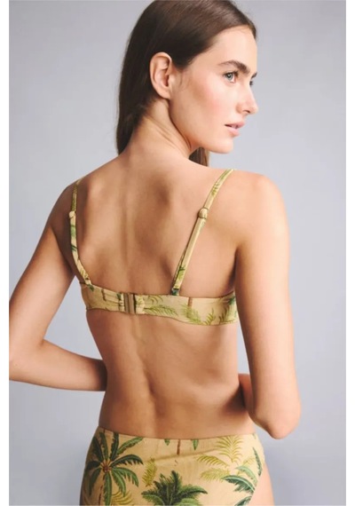 Defacto Regular Fıt Çiçekli Simli Kumaş Bikini Üstü G7029ax26smkh452 Haki-kh452