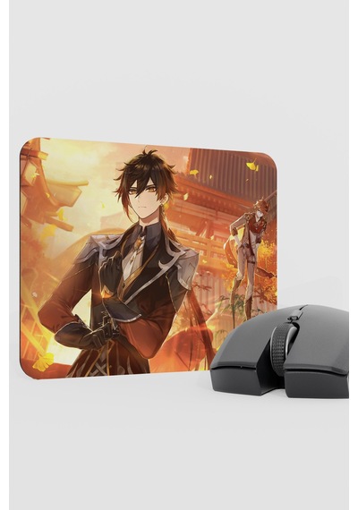 Zhongli Genshin Impact Anime Gacha V4 - 22x18 Gaming Mouse Pad Fare Altlığı