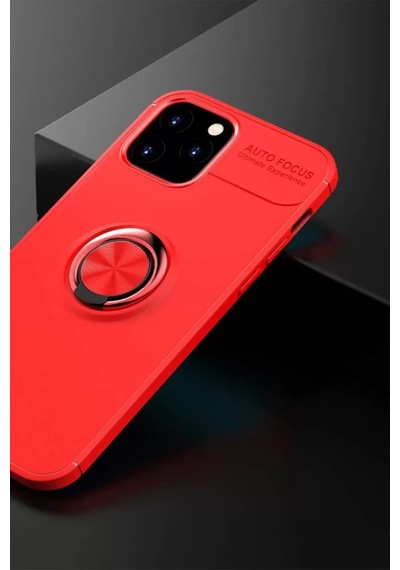Newface Apple İphone 12 Kılıf Range Yüzüklü Silikon - Kırmızı