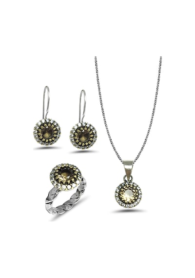 Zultanit Taşlı El İşi Otantik Gümüş Üçlü Set 201024828 Gümüş