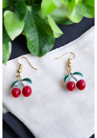 Kadın Küpe Kız Çocuk Küpe Kiraz Figürlü Küpe Seti Sarı Sarı