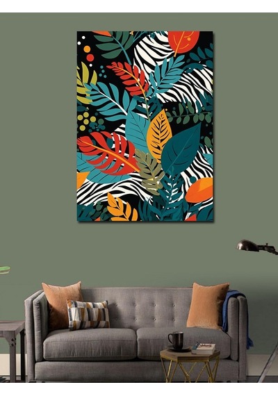 Kanvas Tablo Tropikal Yaprak Deseni 70cmx100cm