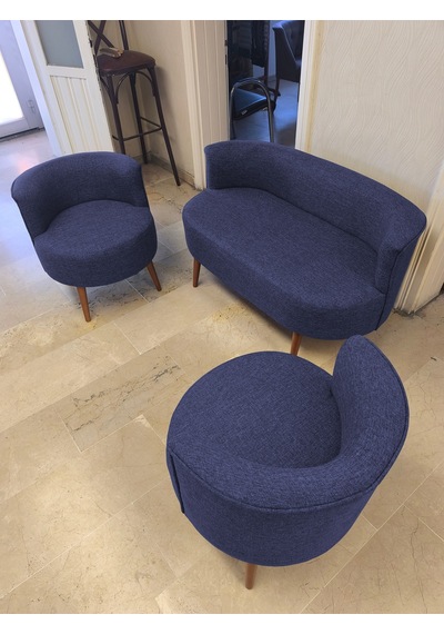 Azra Mobilya Sydney Çay Seti Koltuk Takımı Keten Kumaş 2+1+1 Ceviz Ayak Modern Salon & Ofis Takımı Krem Mavi Azra Mobilya Sydney Çay Seti Koltuk Takımı Keten Kumaş 2+1+1 Ceviz Ayak Modern Salon & Ofis Takımı Krem Mavi