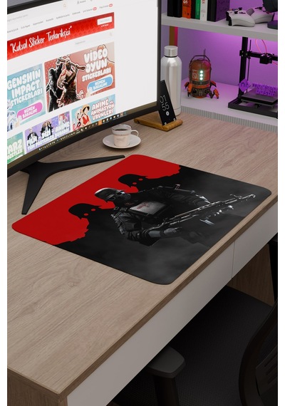 Wolfenstein Kaymaz Dikişli Kauçuk Oyuncu Mousepad V1 - 48x40 Xl Gaming Mouse Pad Fare Altlığı