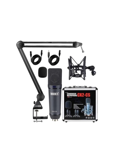 Midex Cx2-q Pro Set Üst Seviye Condenser Stüdyo Ses Kayıt Mikrofonu Standı Seti