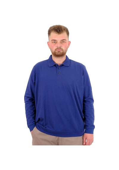 Mode Xl Büyük Beden Erkek Polo Yaka Sweatshirt Nakışlı U24340 İndigo İndigo